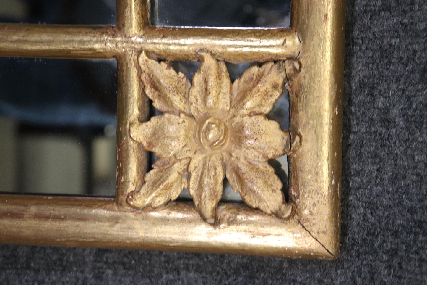 Simple and Elegant Gilded Carved Wood French Directoire Wall Mirror, Circa 1940