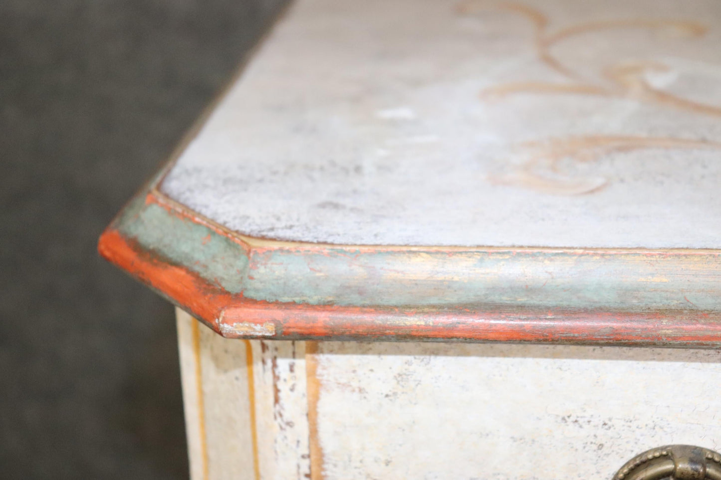 Superb Distressed Paint Decorated Louis XV Italian-Made Antique Commode