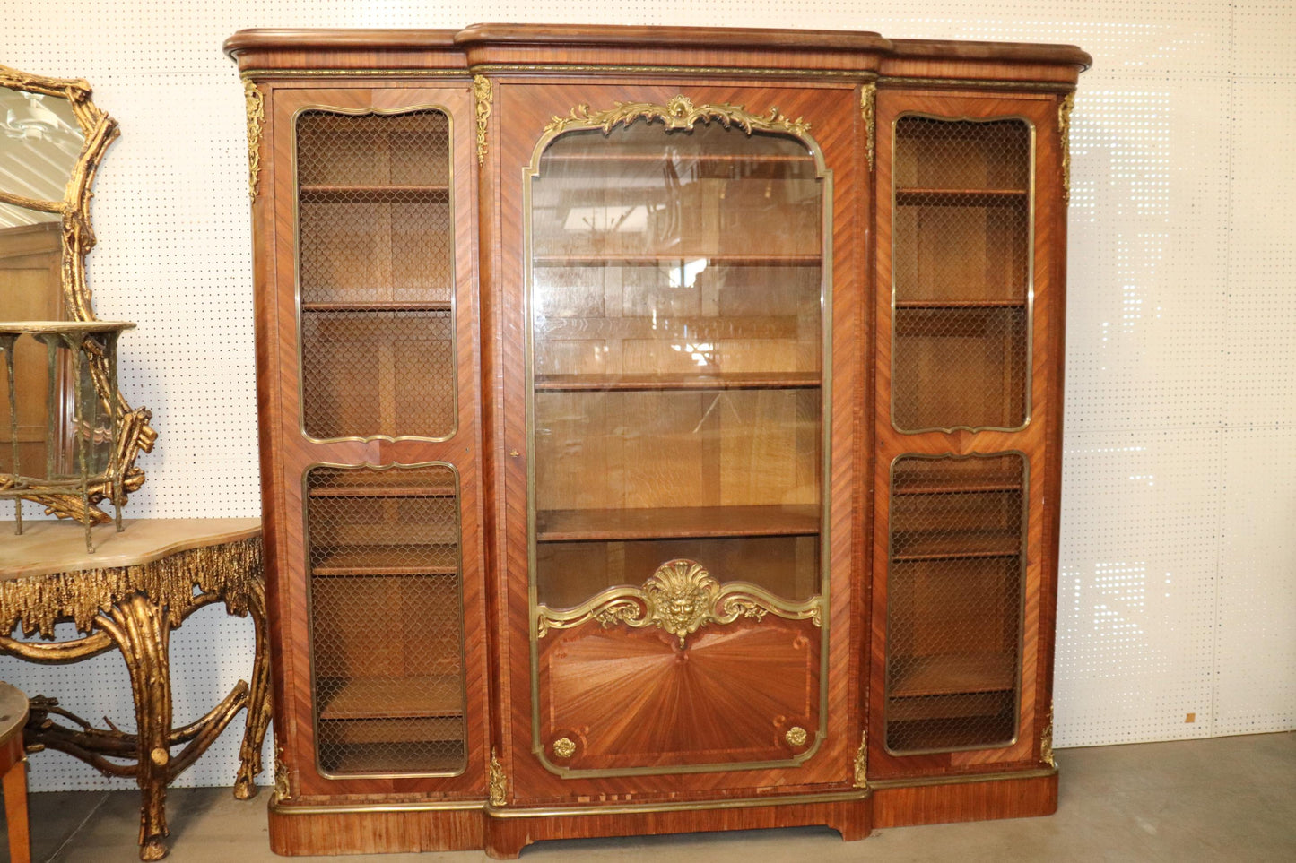 Rare Signed Paul Sormani Three Door Bronze Mounted China Cabinet Vitrine