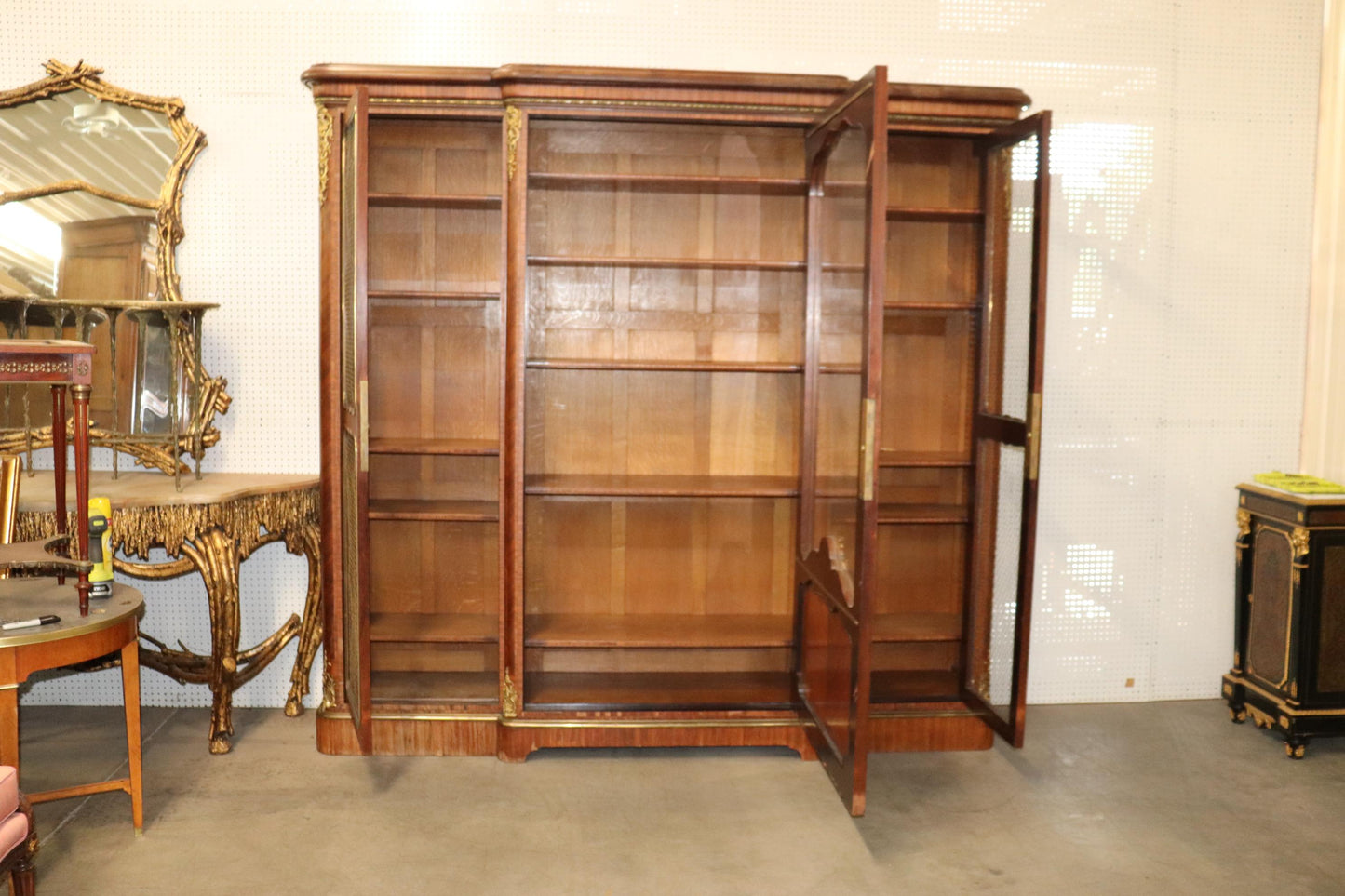 Rare Signed Paul Sormani Three Door Bronze Mounted China Cabinet Vitrine