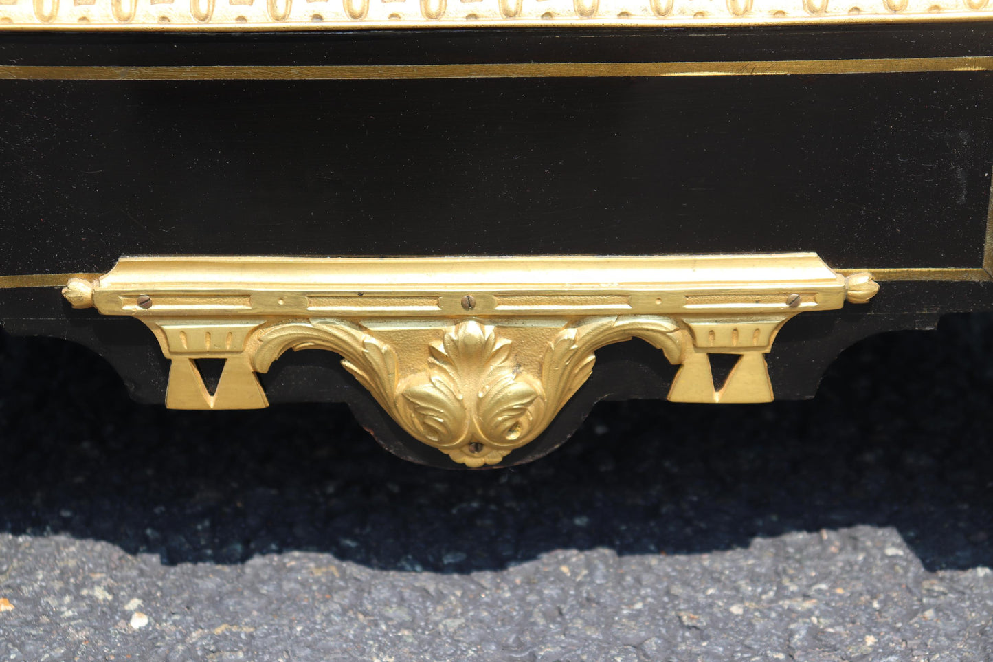 Figural Dor'e Bronze Brass Inlaid Ebonizied Marble Top Boulle Style Nightstand