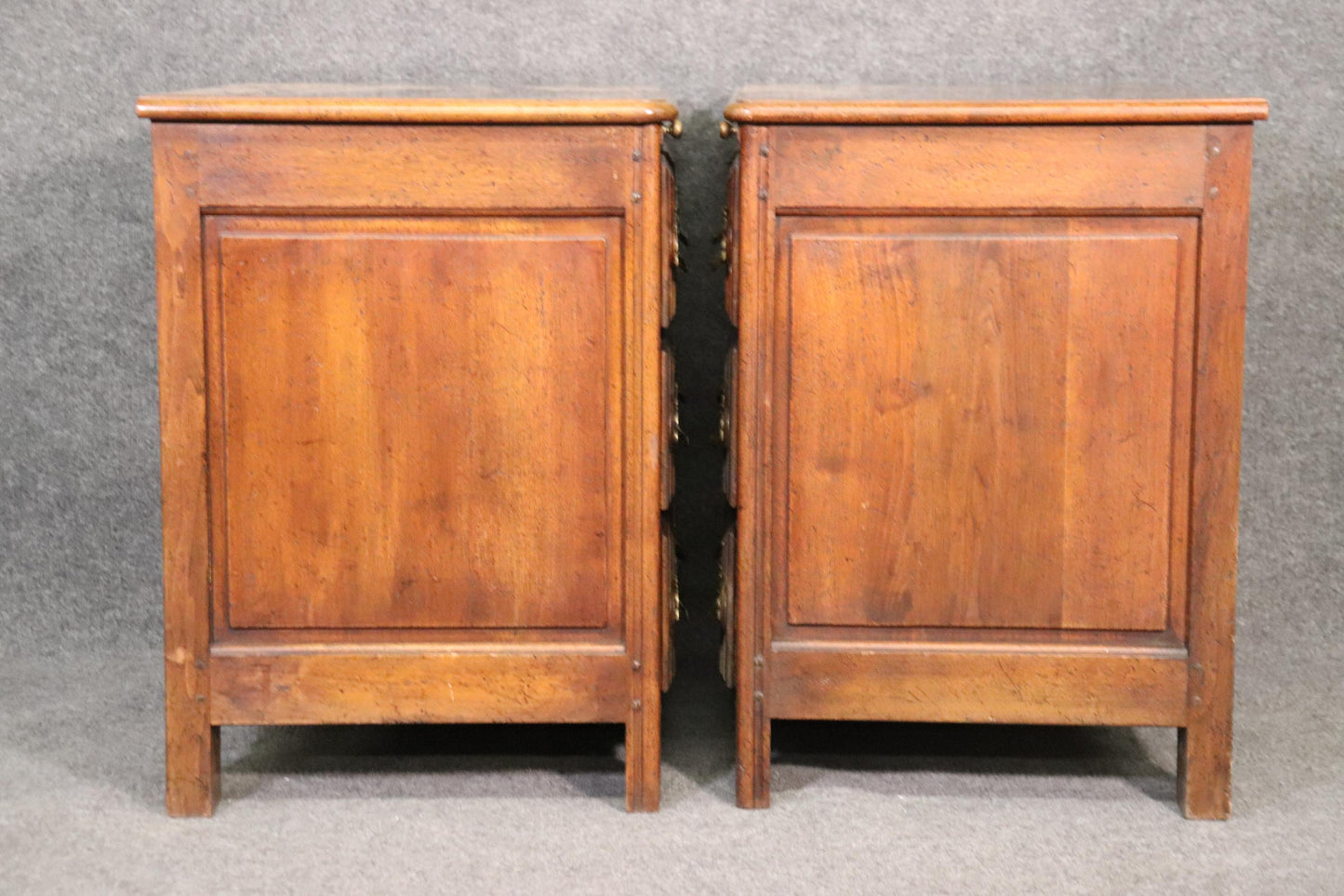 Pair of Auffray French Country Antique Style Nightstands with Pull Out Trays