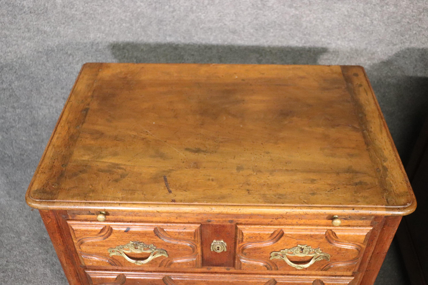 Pair of Auffray French Country Antique Style Nightstands with Pull Out Trays