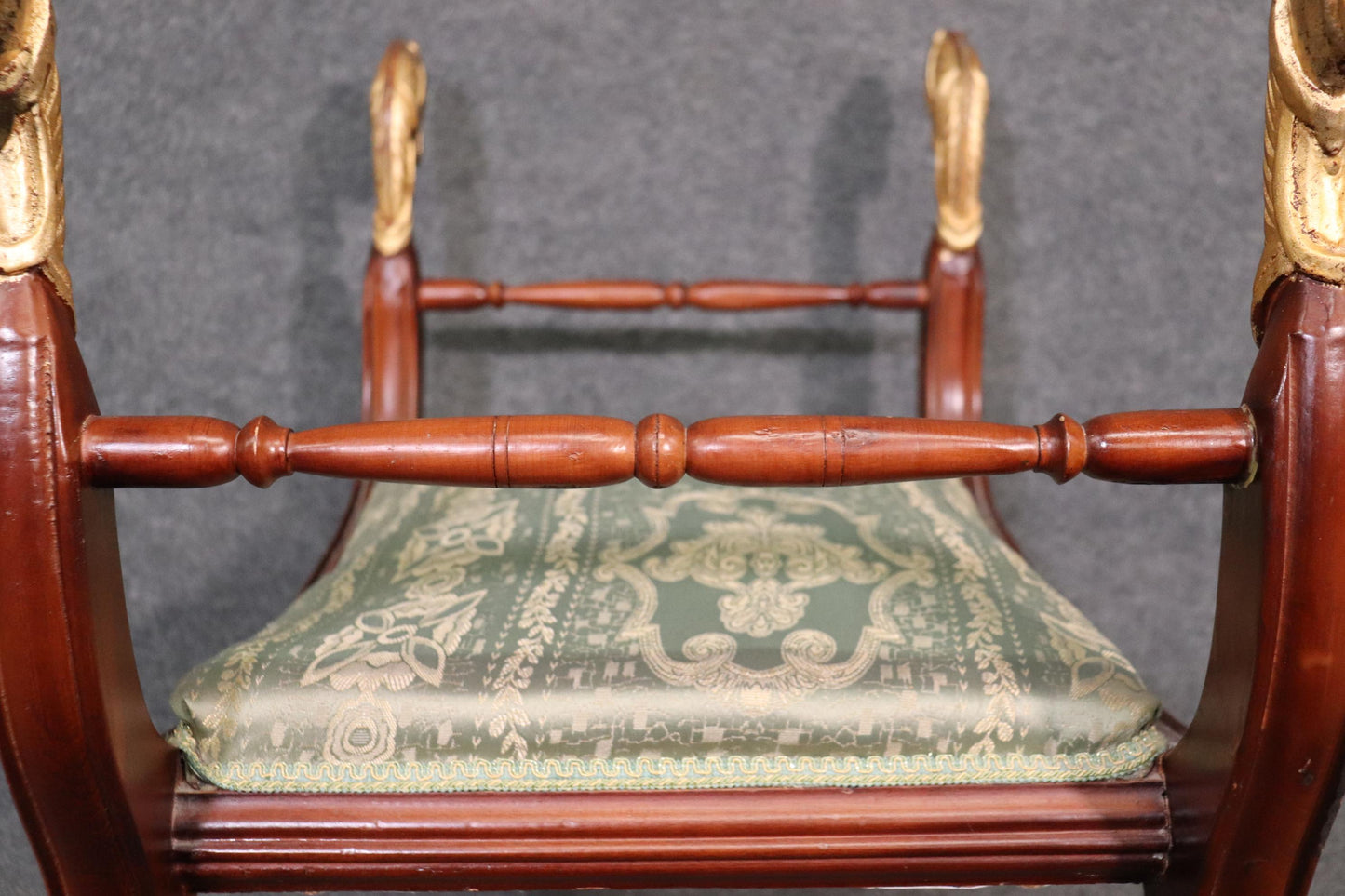 Egyptian Revival Gilded Cerule Form Gilded Horse Head Bench Stool