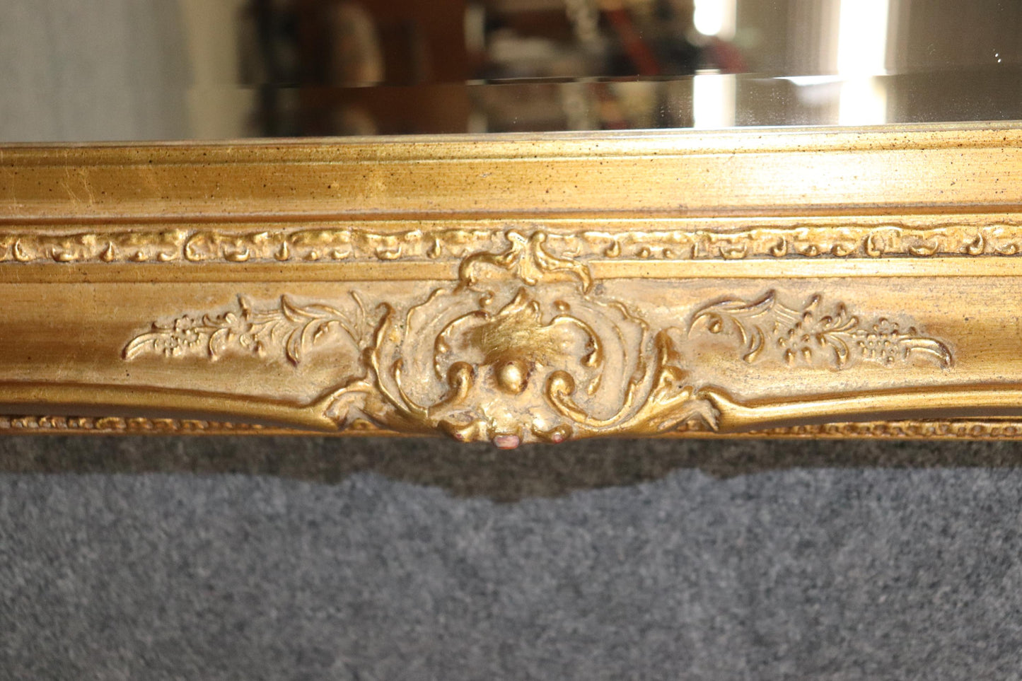 Fine Quality Gilded Carved Gesso Victorian Style Mirror Circa 1960