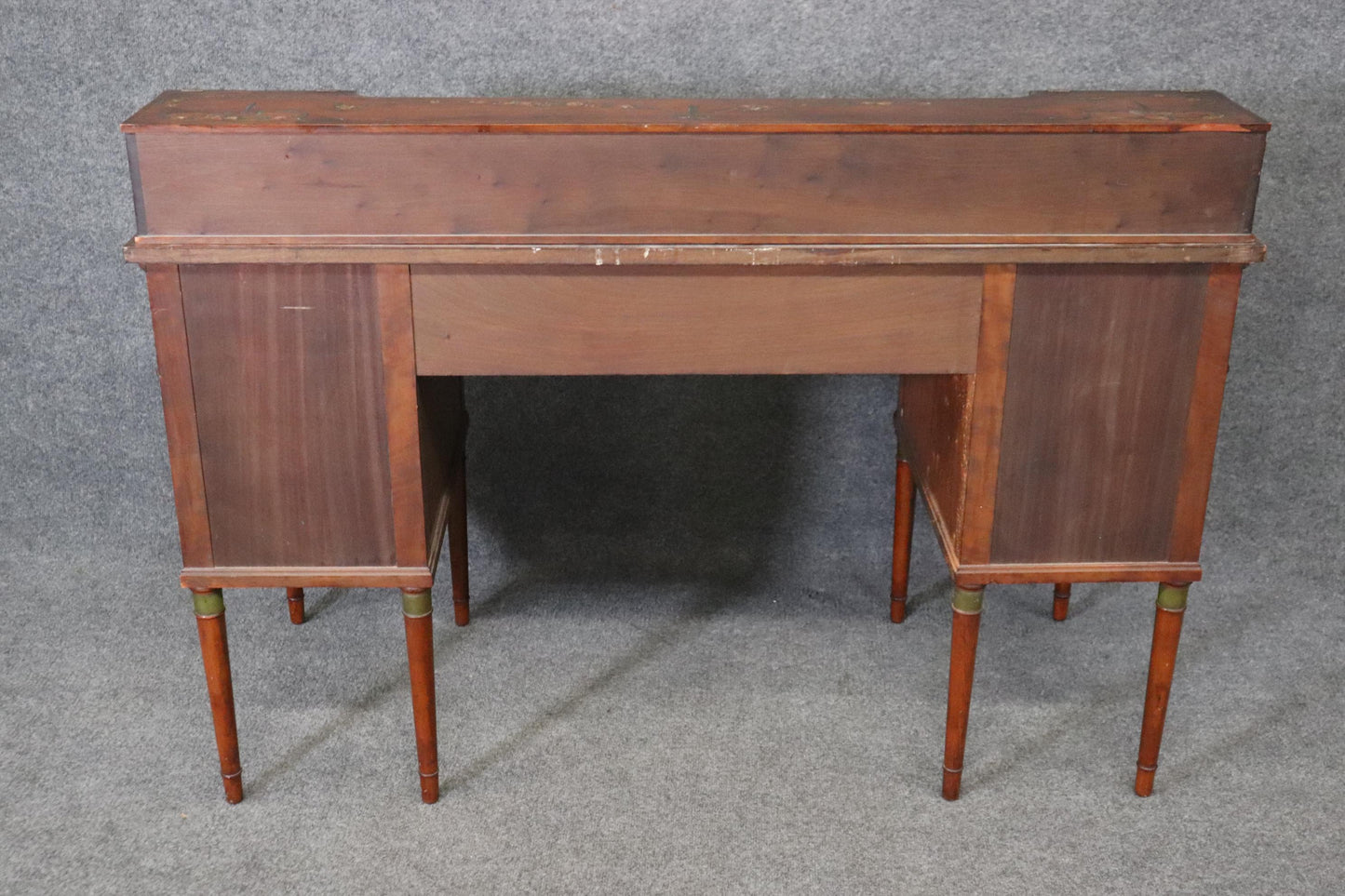 Superb English Paint Decorated Adams Satinwood Carlton House Desk Circa 1890s