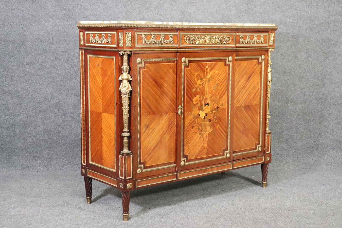 Superb Dor'e Bronze Mounted Figural Sideboard Attributed to Francois Linke