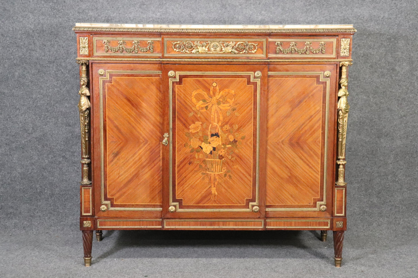 Superb Dor'e Bronze Mounted Figural Sideboard Attributed to Francois Linke