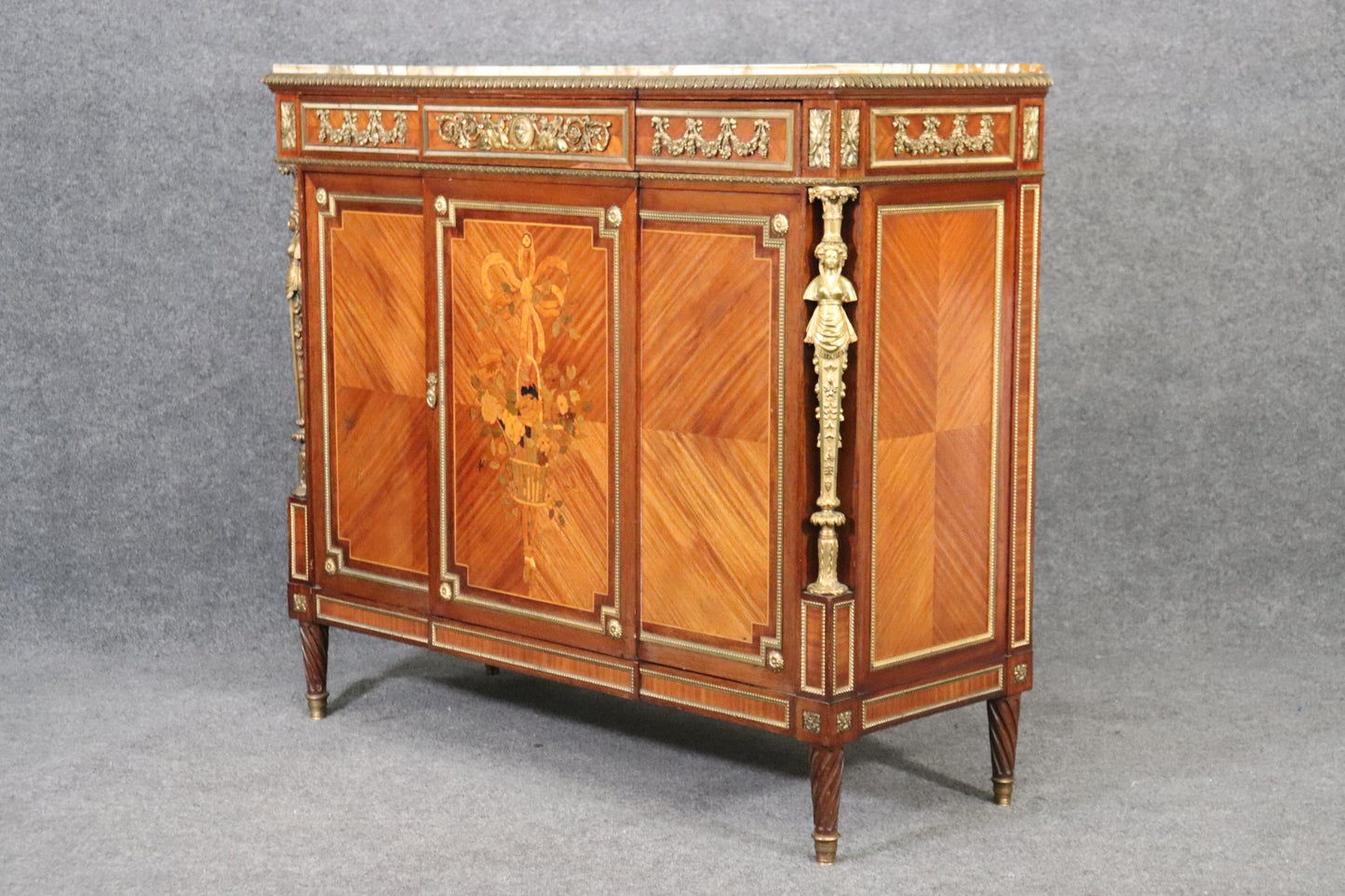 Superb Dor'e Bronze Mounted Figural Sideboard Attributed to Francois Linke