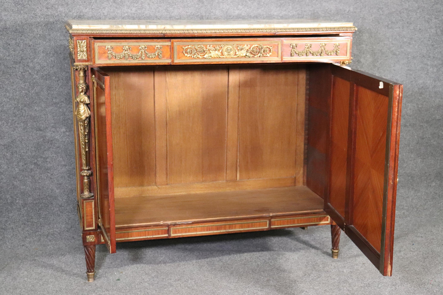 Superb Dor'e Bronze Mounted Figural Sideboard Attributed to Francois Linke