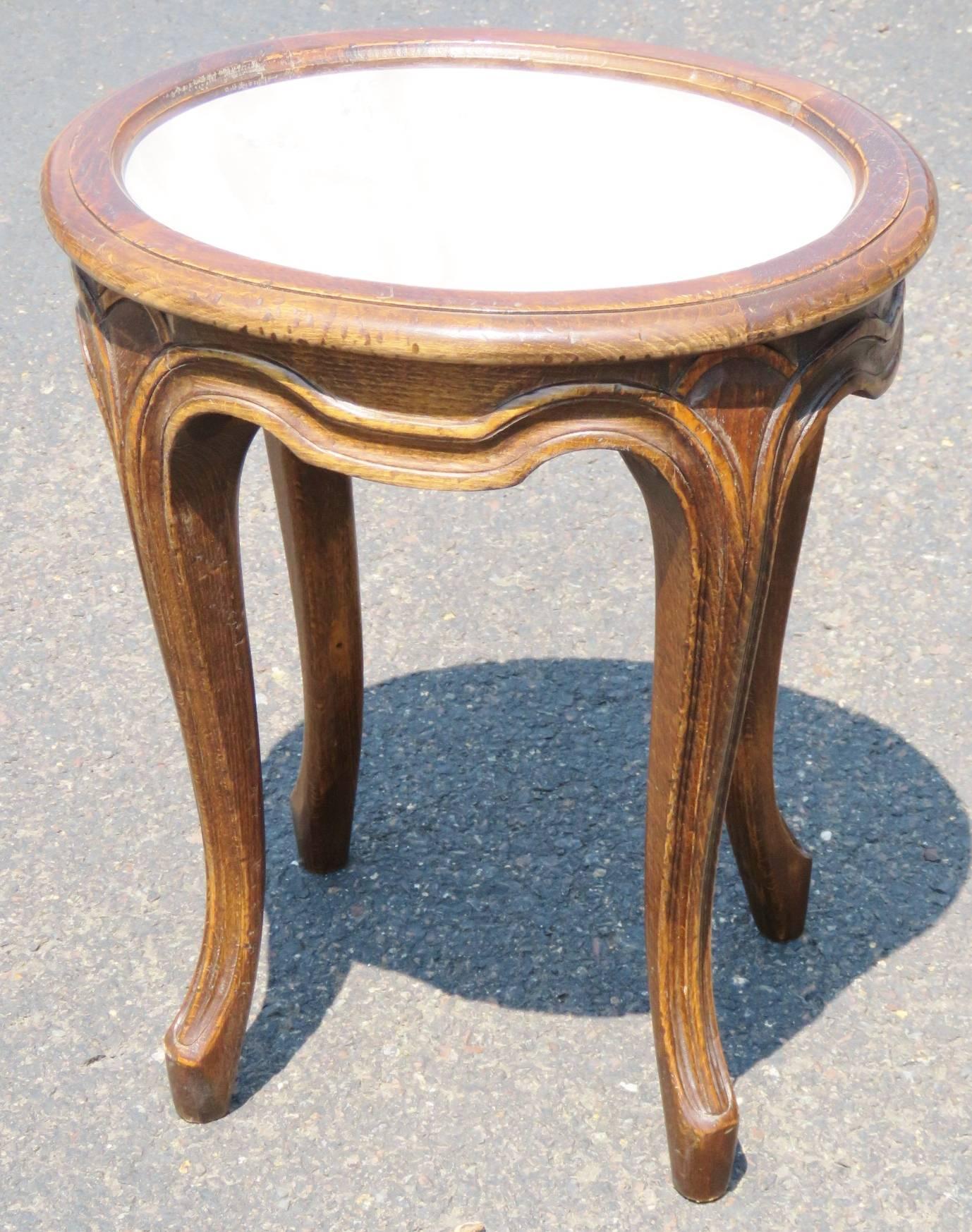 Pair of French Provincial Marbletop Walnut Stands