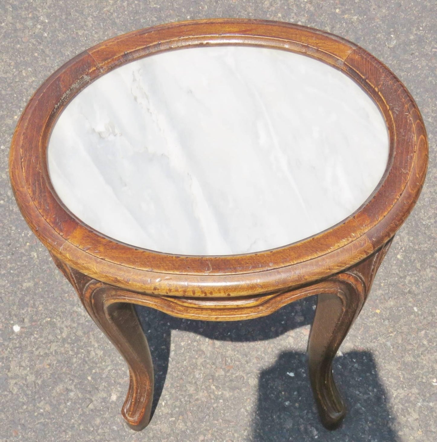 Pair of French Provincial Marbletop Walnut Stands