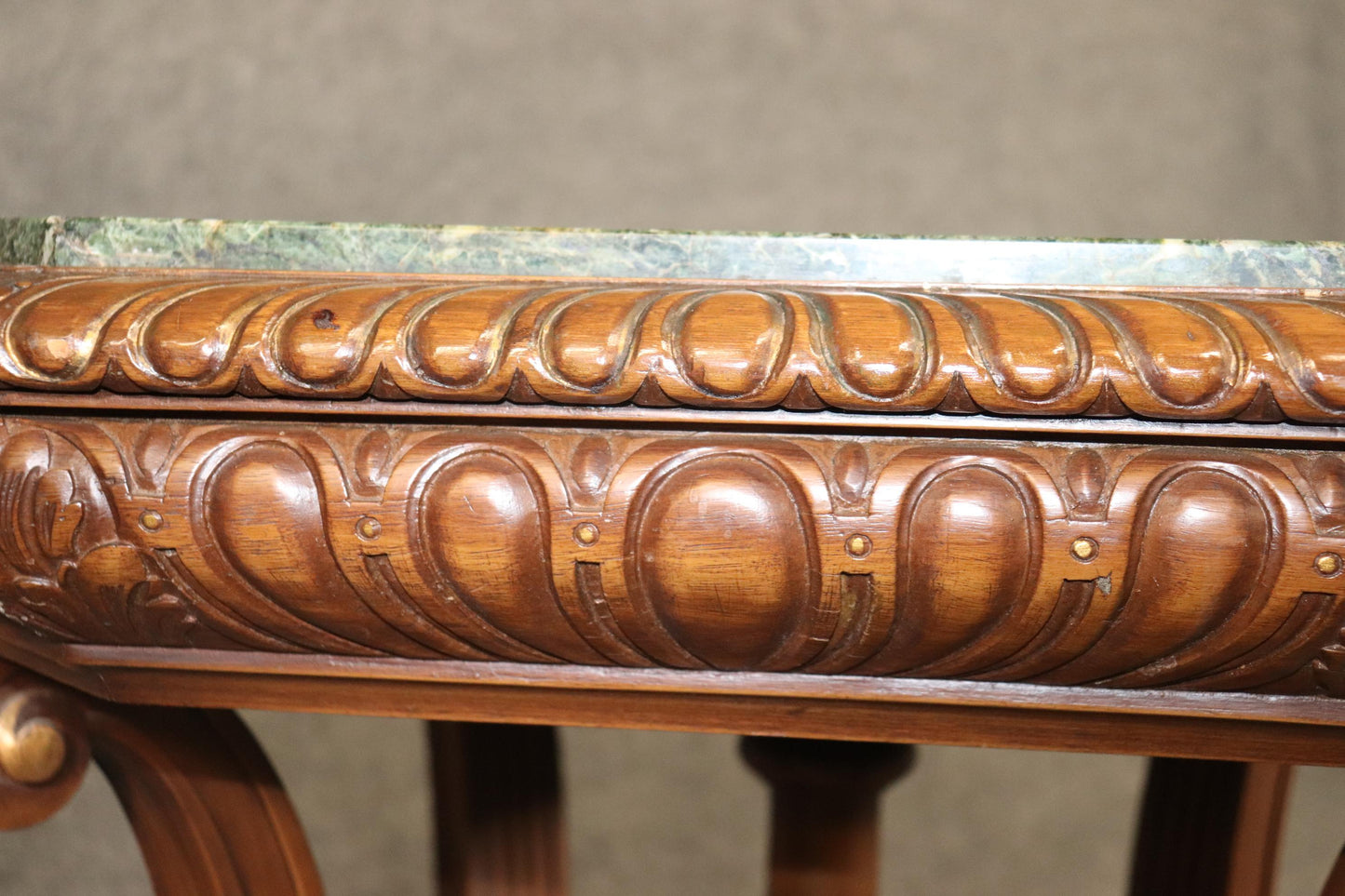 Octagonal Marble Top Carved Georgian Style Center Table