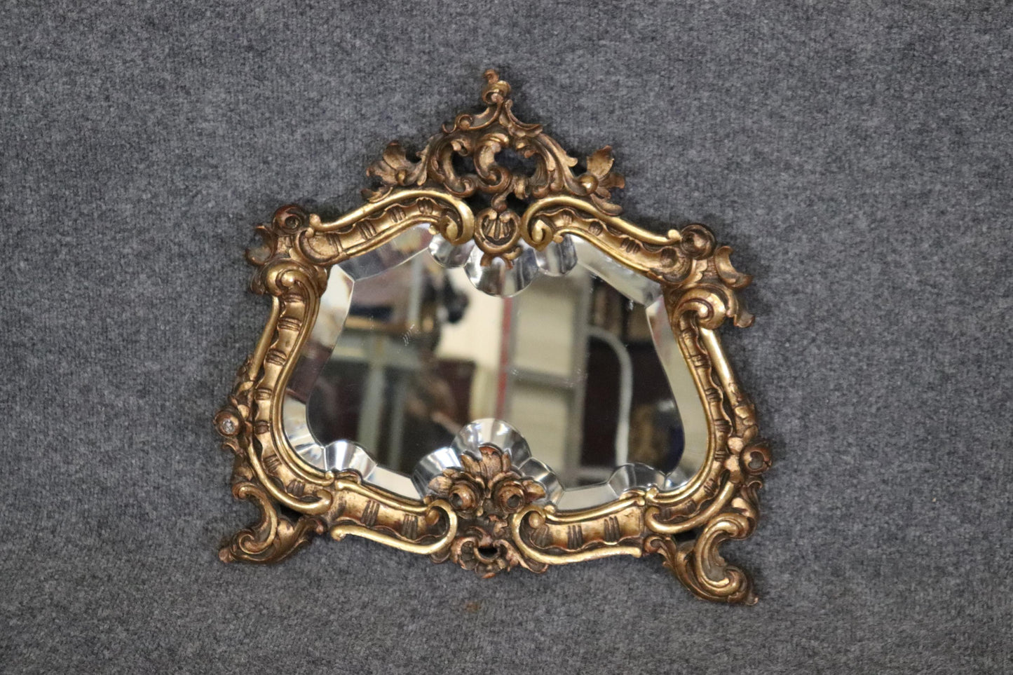 Pair of Small Beveled Italian Rococo Gilded Mirrors