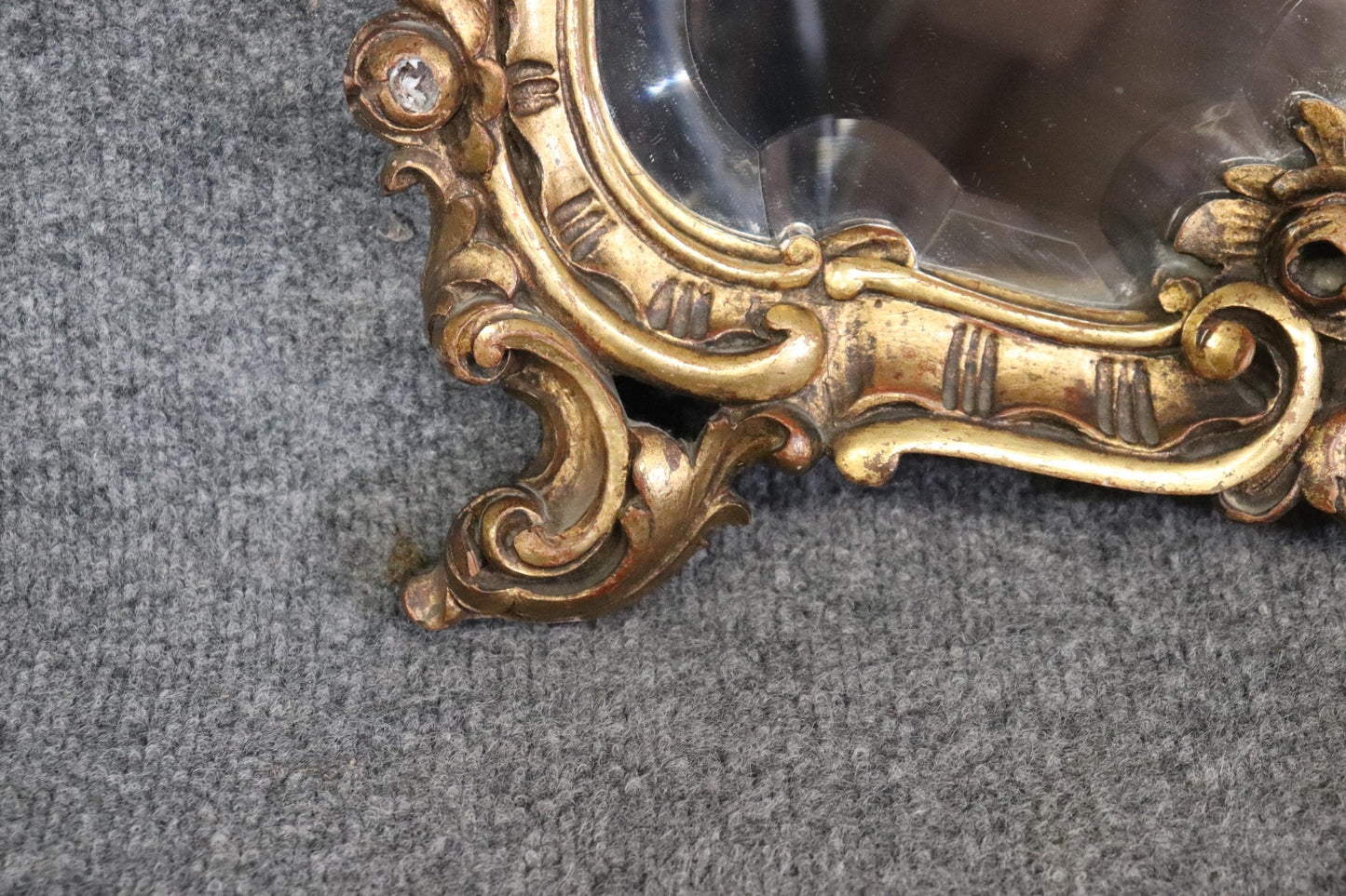 Pair of Small Beveled Italian Rococo Gilded Mirrors