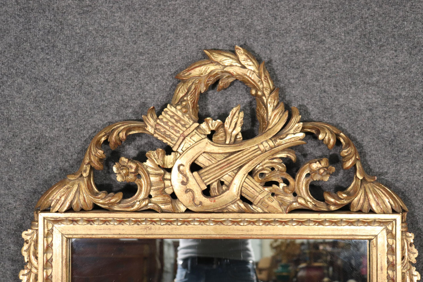 Fine Quality Gold Gilded French Harvest Wall Mirror Circa 1960s