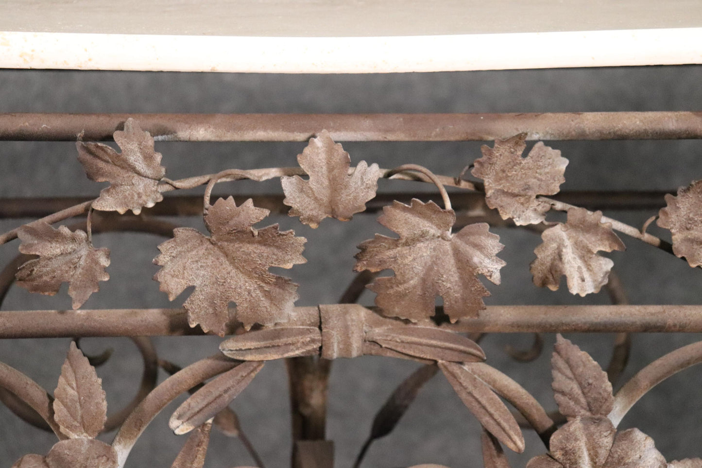 Italian Marble Top Wrought Iron Console Table and Matching Mirror, circa 1920s