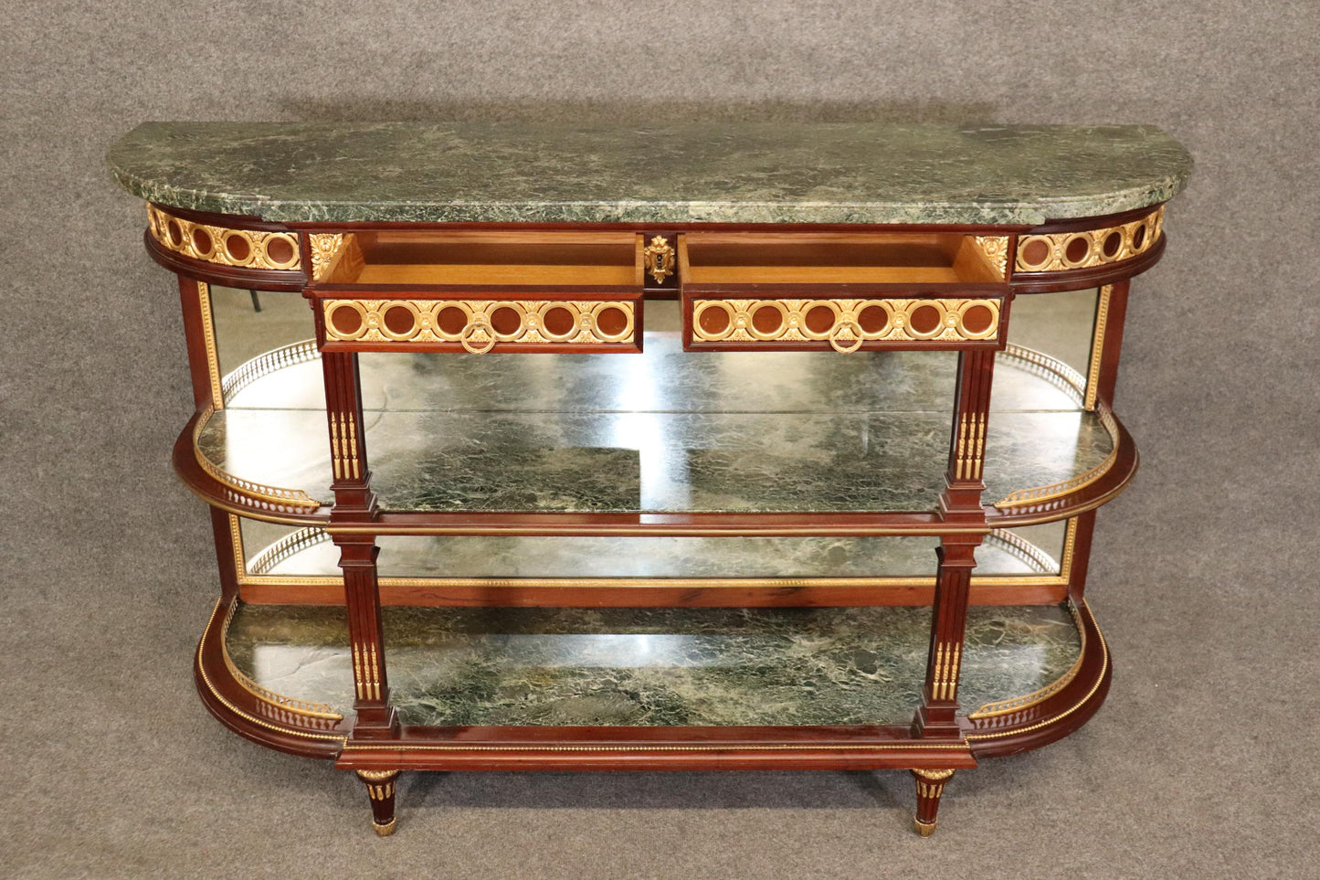 Fantastic French Louis XVI Marble Gold Dore' Bronze Mounted Sideboard Server