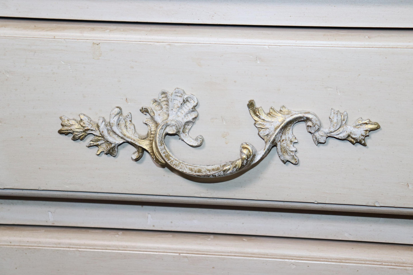 White Distressed Painted French Louis XV Style Ladies Vanity Writing Desk