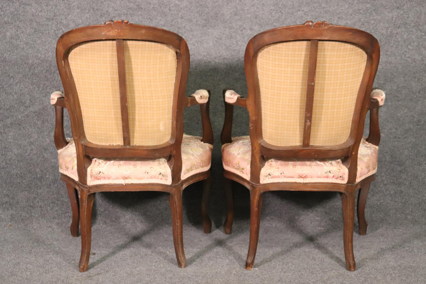 Nice Antique Pair Fench Louis XV Armchairs Fauteueills