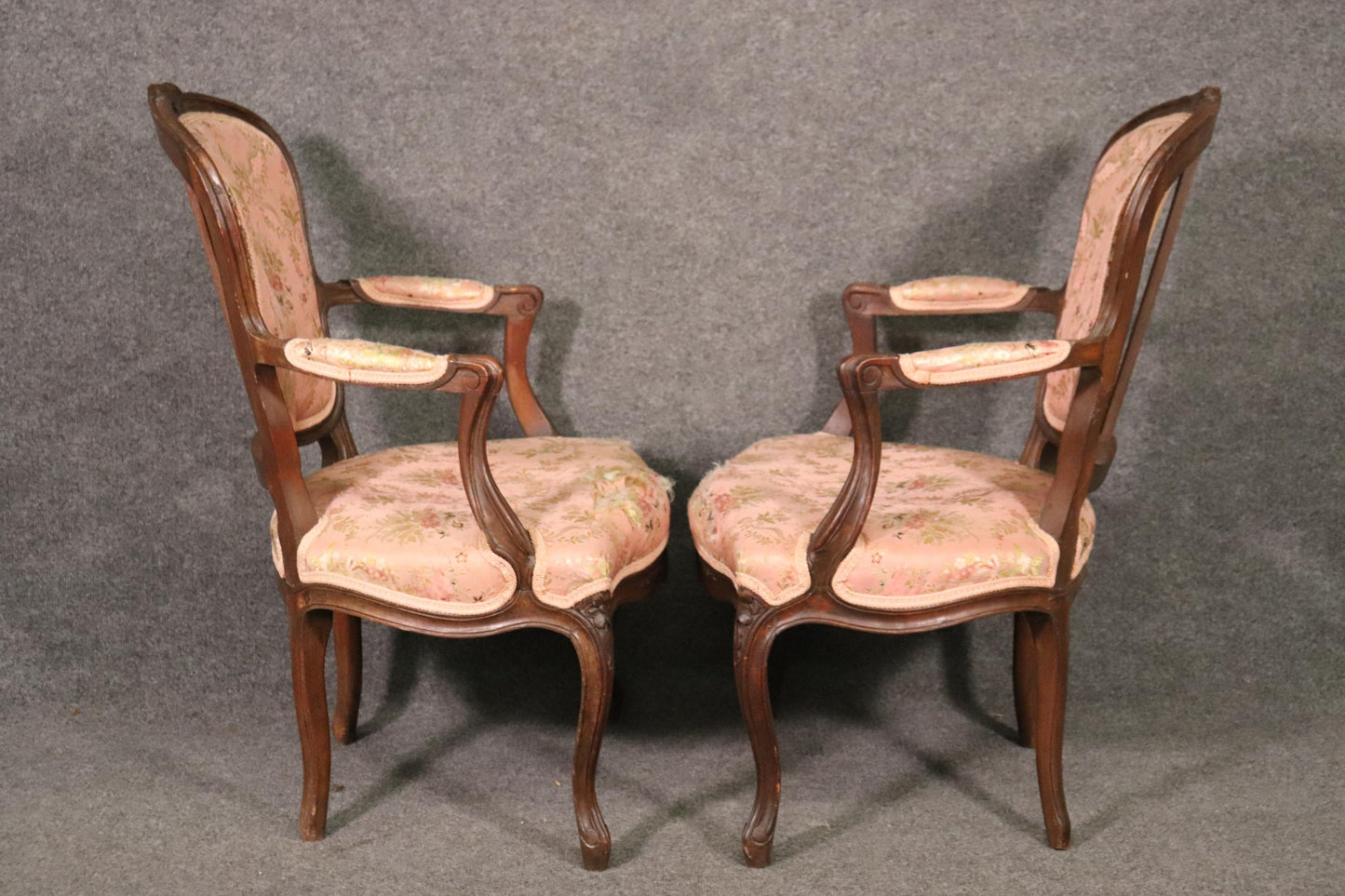 Nice Antique Pair Fench Louis XV Armchairs Fauteueills