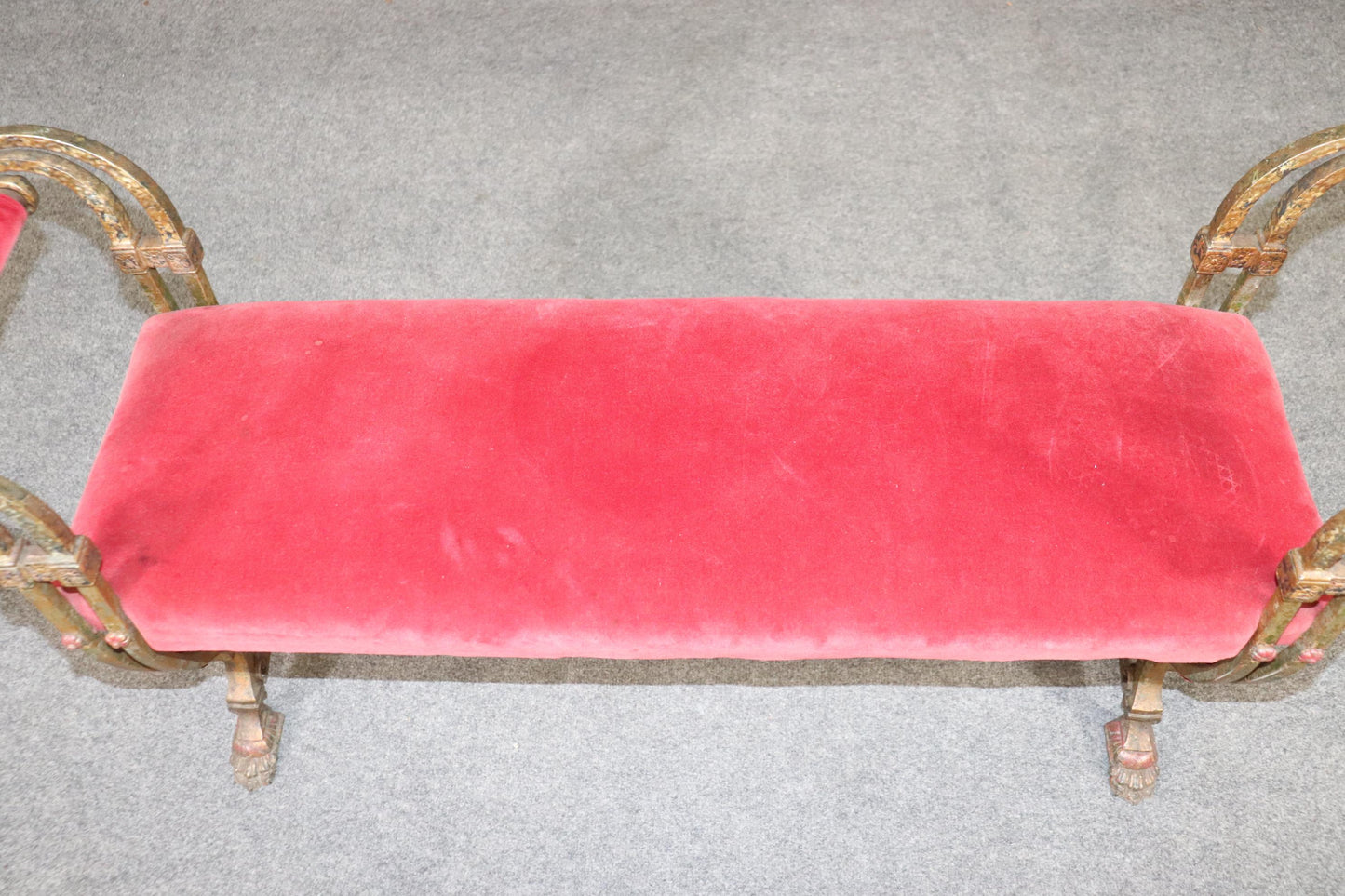 Oscar Bach Style Hand-Wrought Iron Upholstered Window Bench circa 1930