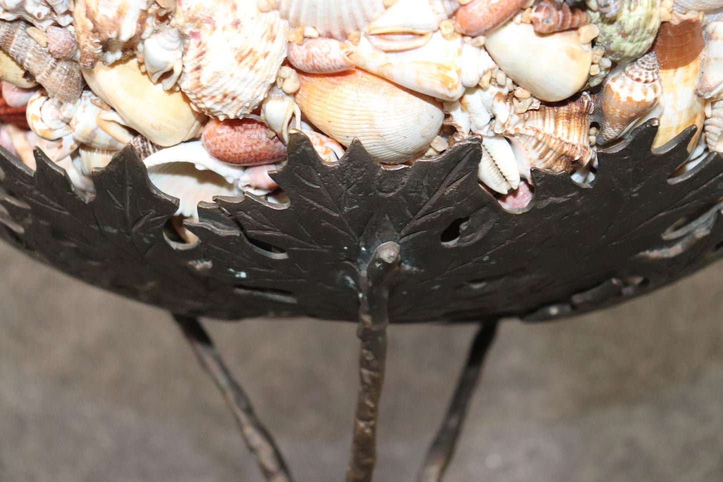 Mid-Century Modern Shell Encrusted Sculpture on Edgar Brandt Style Stand