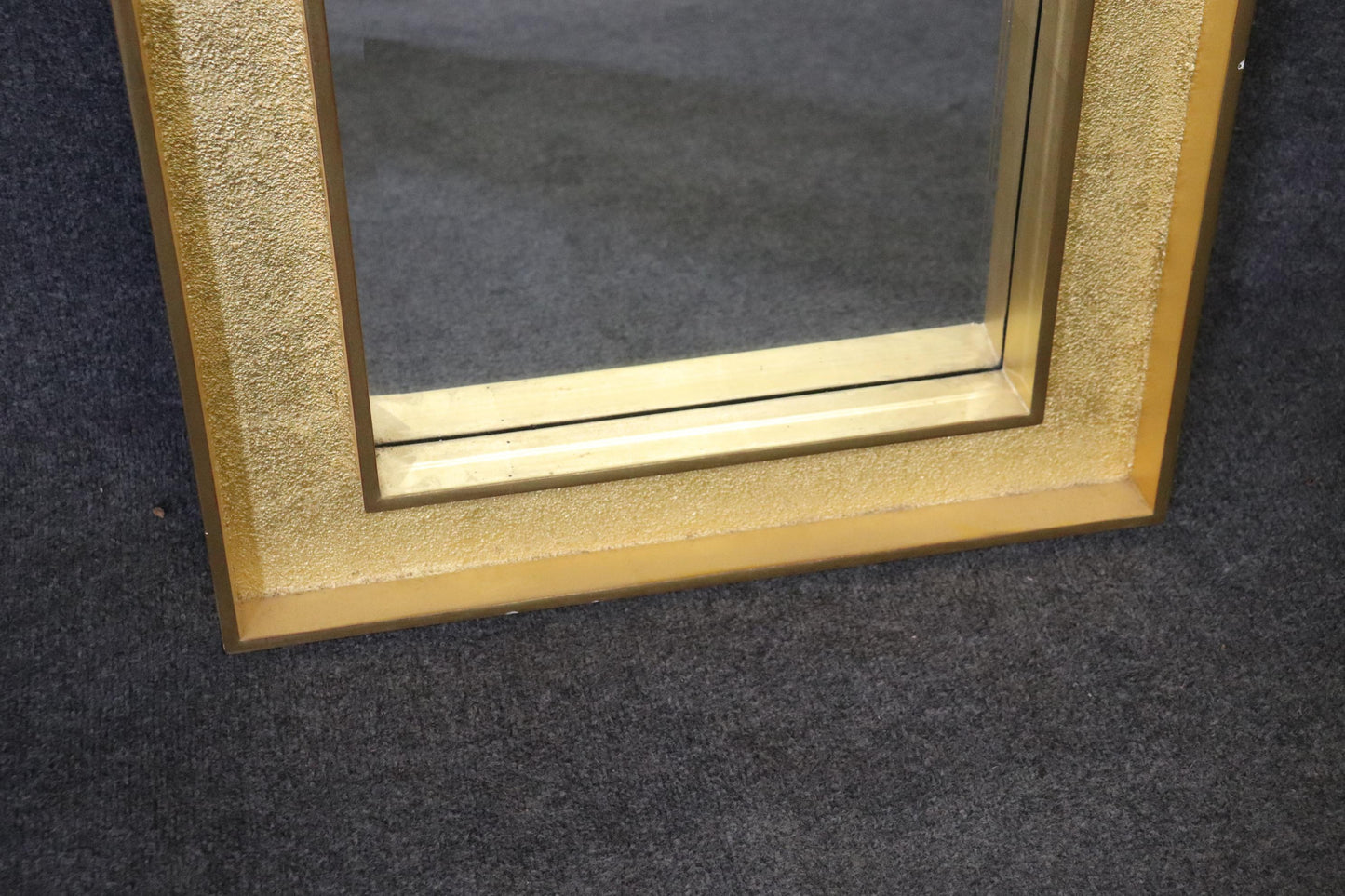 Hollywood Regency Gold Textured Beveled Full Length Wall Pier Mirror