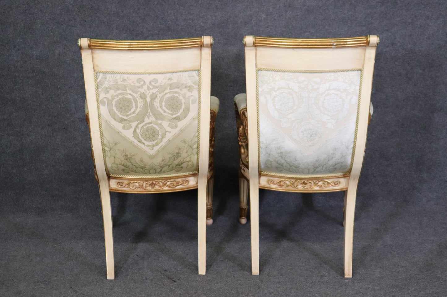 Pair of Versace Style Gilded Armchairs Louis XVI Style