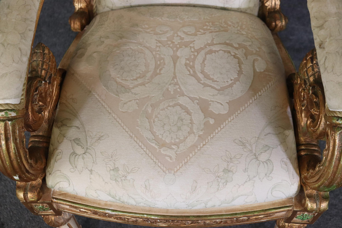 Pair of Versace Style Gilded Armchairs Louis XVI Style