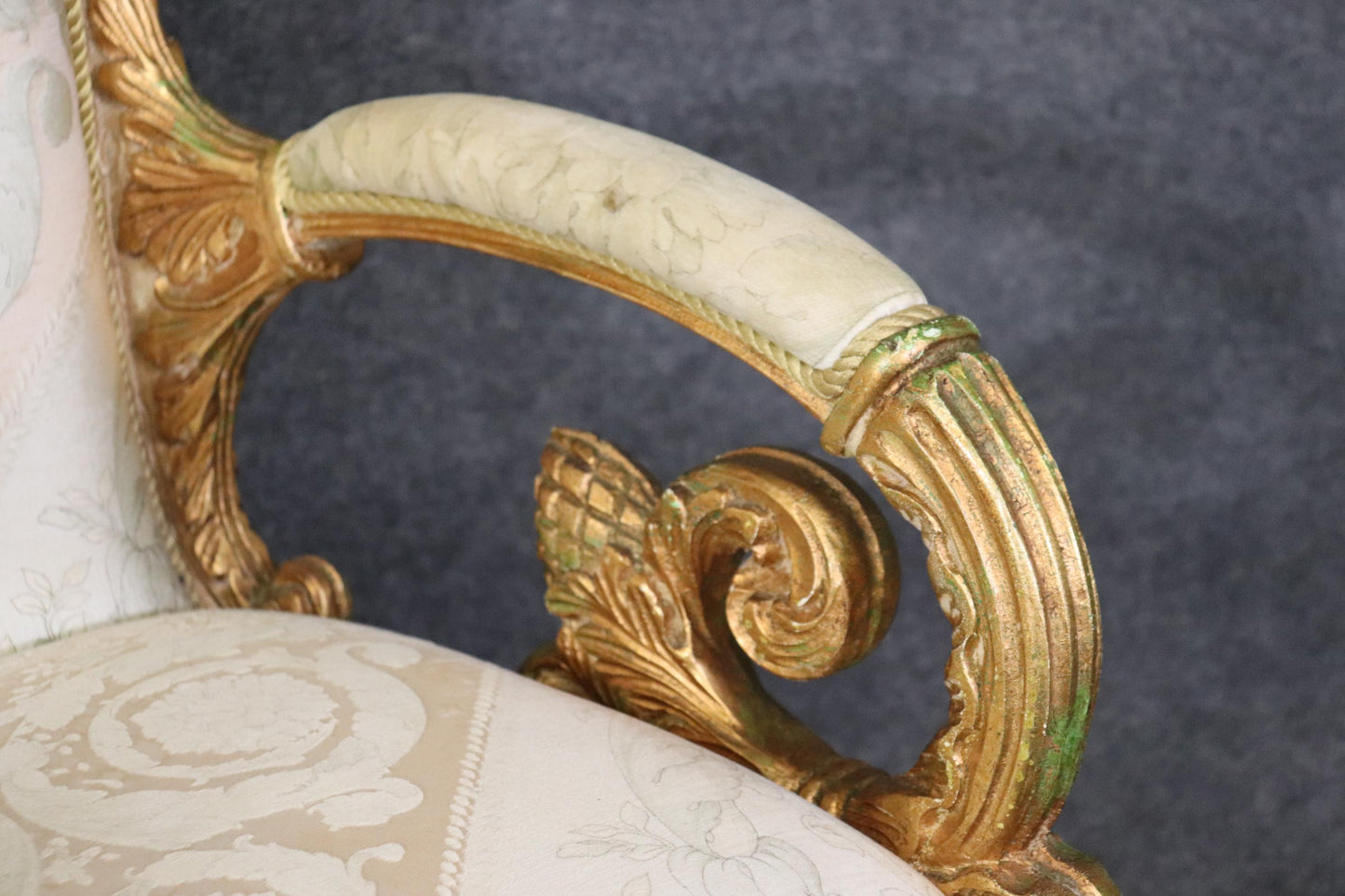 Pair of Versace Style Gilded Armchairs Louis XVI Style