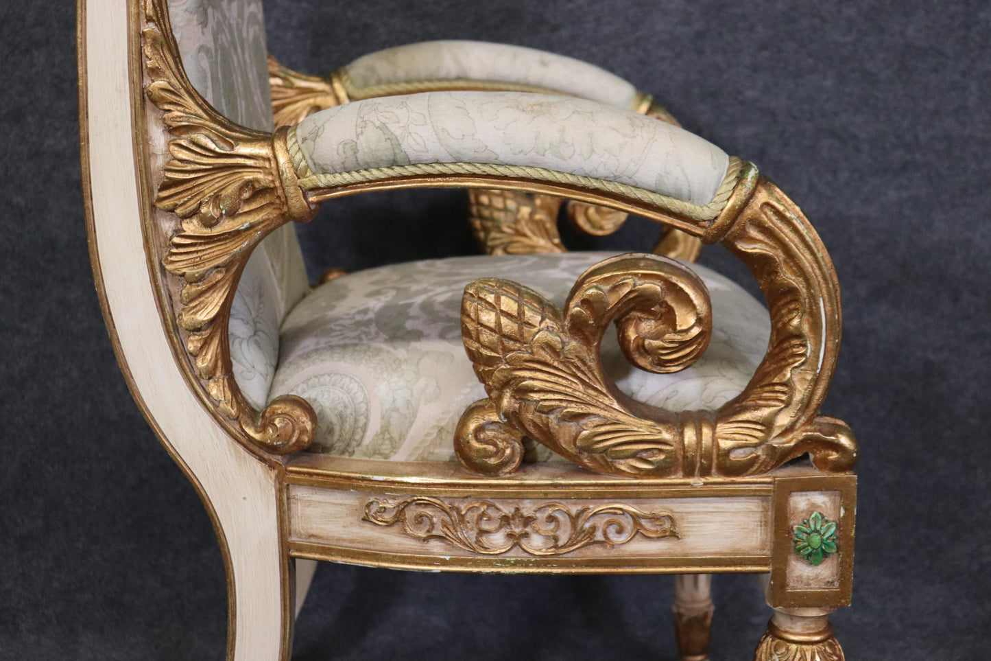 Pair of Versace Style Gilded Armchairs Louis XVI Style