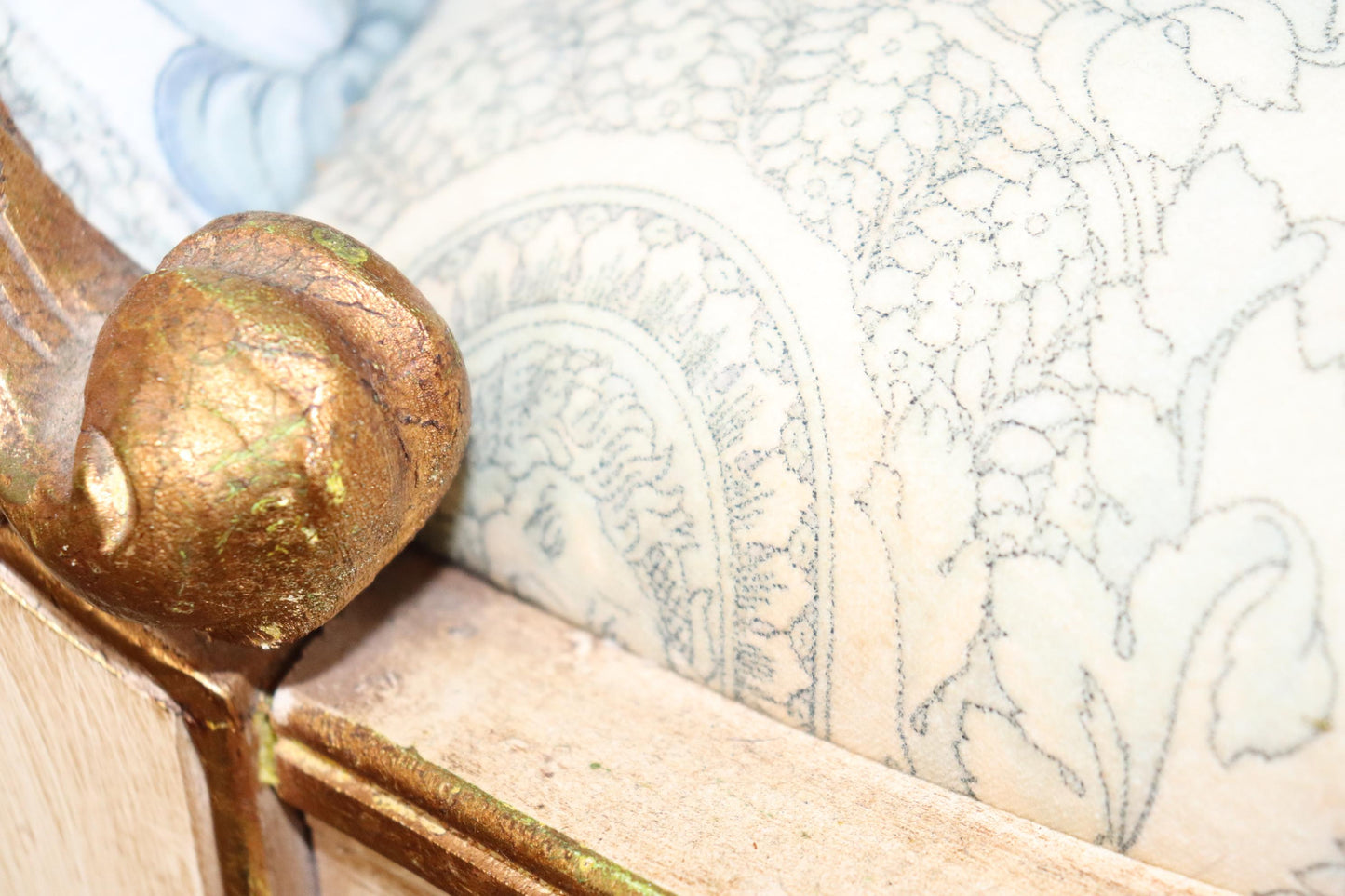 Pair of Ornate Carved Gold Leaf Gilded French Armchairs Circa 1940