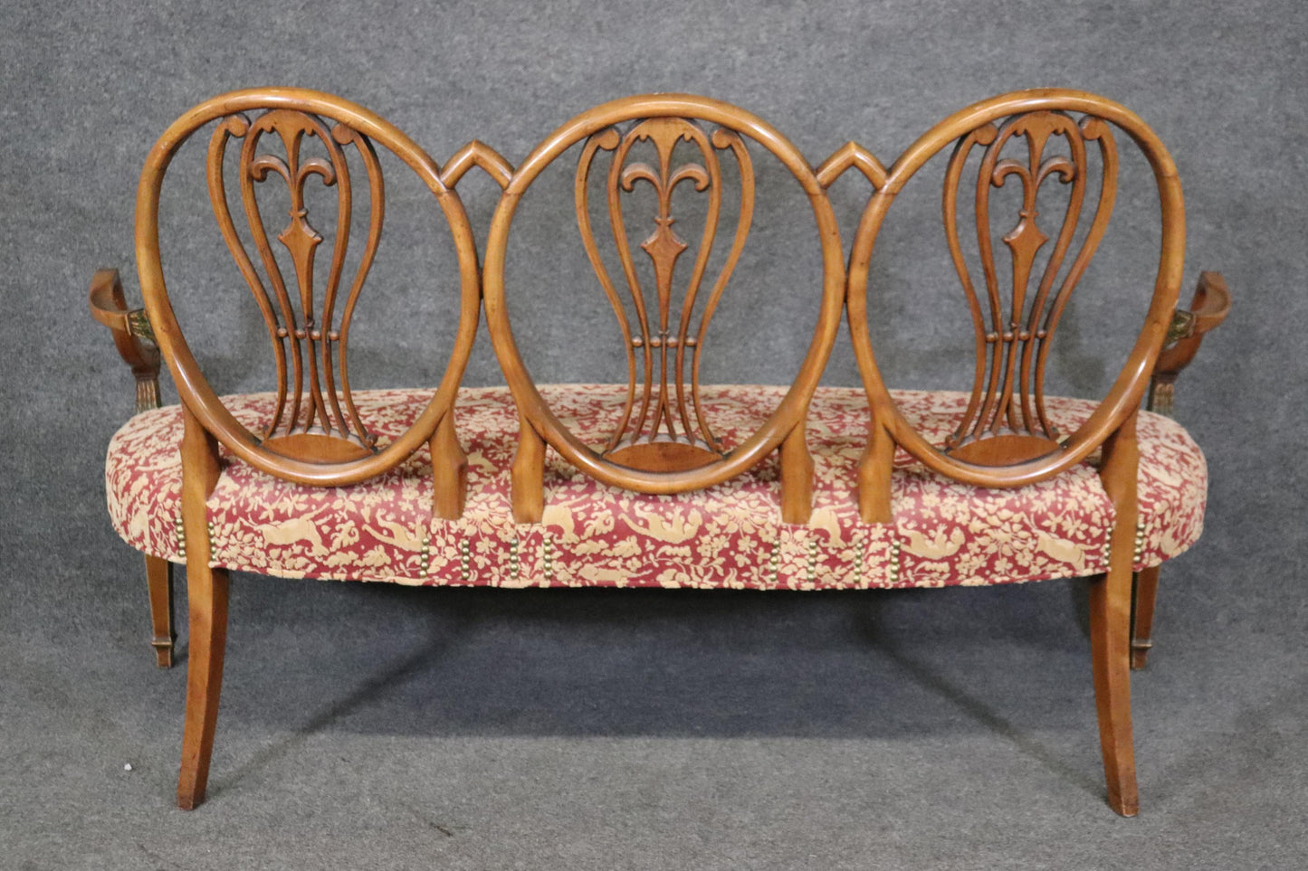 Incredible Adams Painted Decorated Triple Oval Back Settee Circa 1910