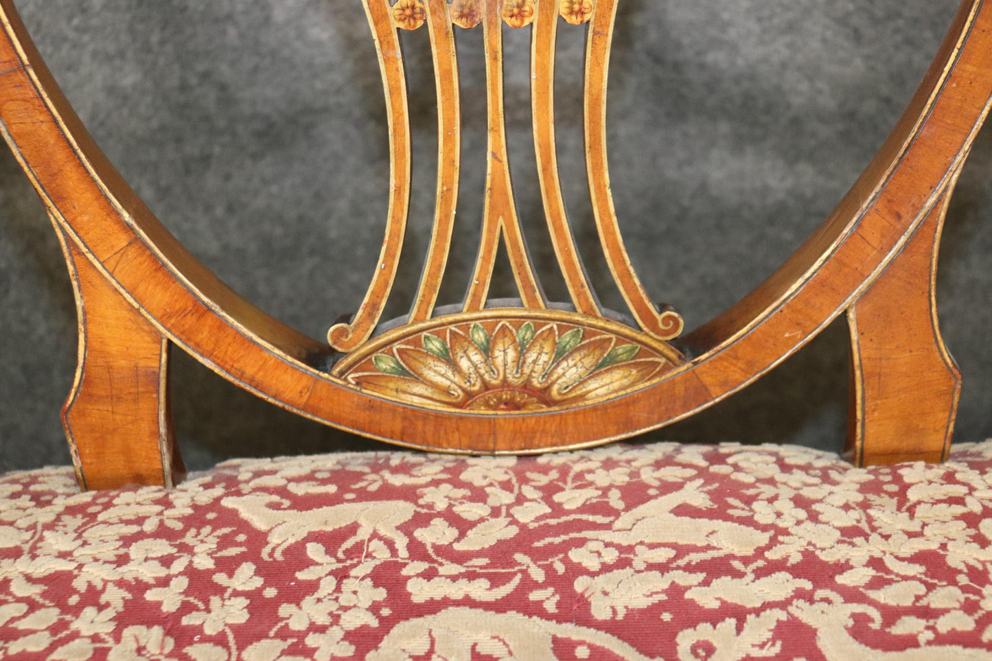 Incredible Adams Painted Decorated Triple Oval Back Settee Circa 1910