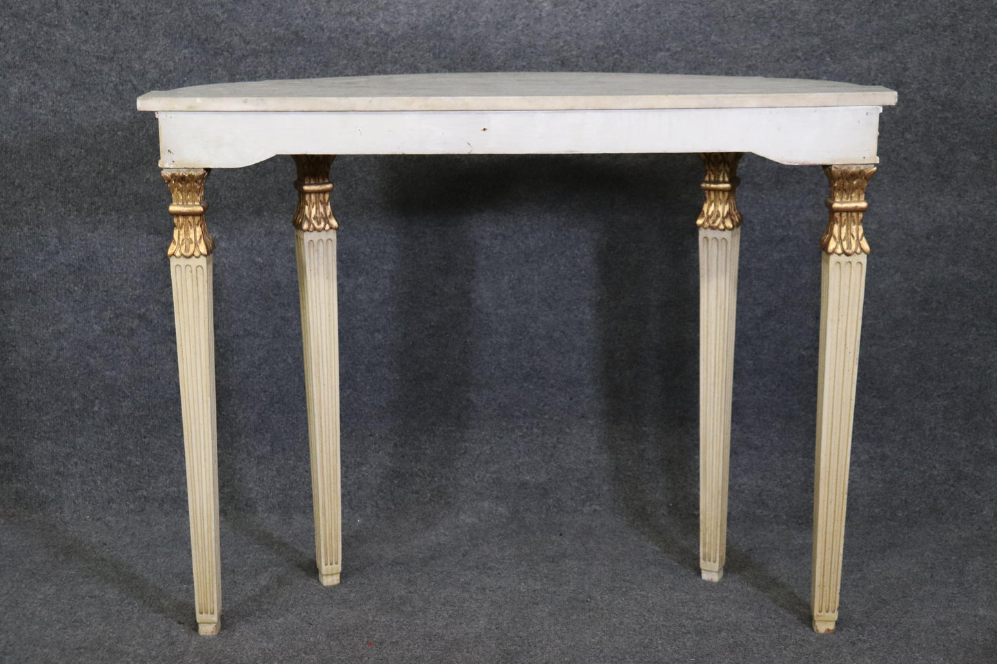 Fine Quality Antique Painted French Directoire Style Marble Top Console Table