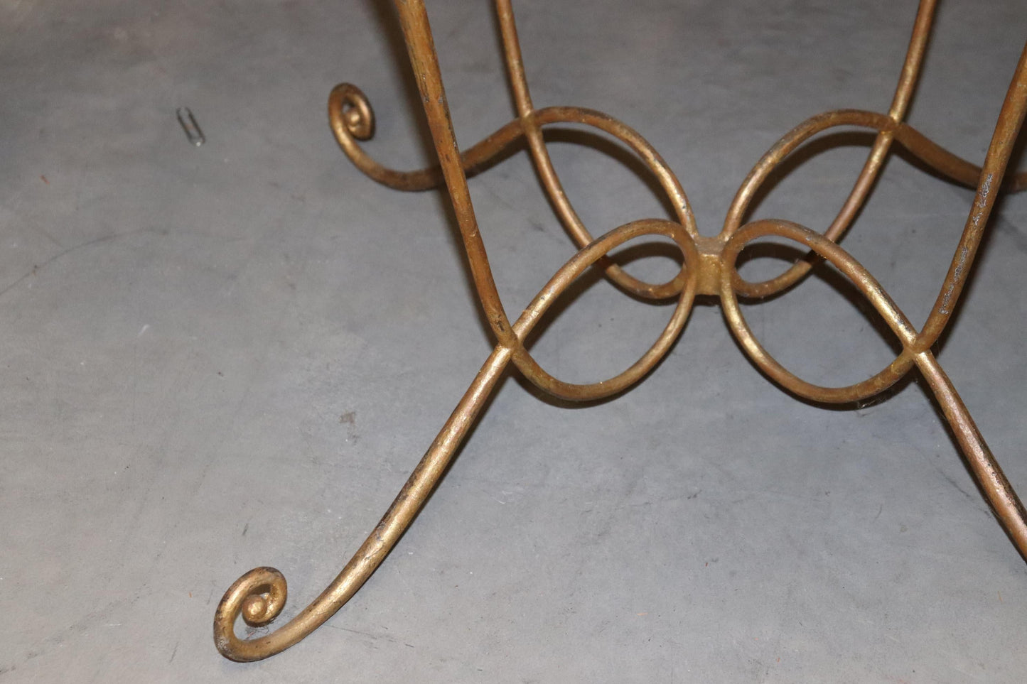 Rare Scagliola Decorated Gilded Wrought Iron Base Center Table