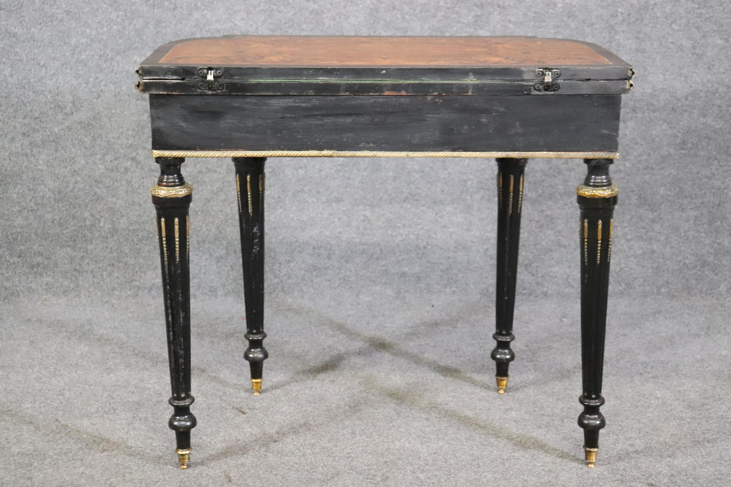 Superb Bronze Mounted Inlaid Walnut Ebonized French Games Table Circa 1870