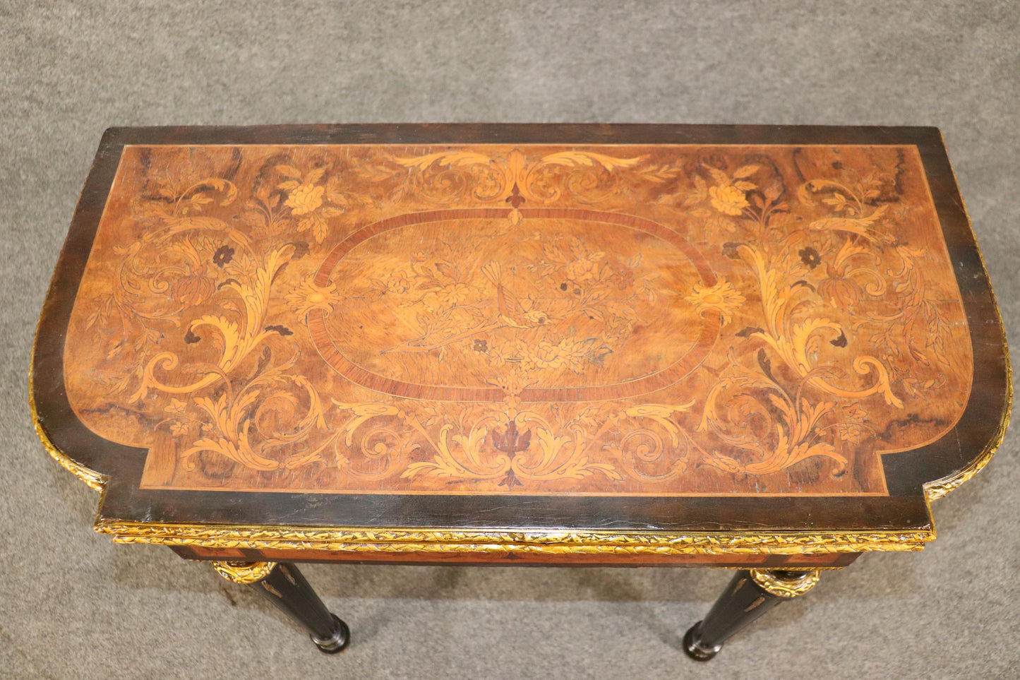 Superb Bronze Mounted Inlaid Walnut Ebonized French Games Table Circa 1870