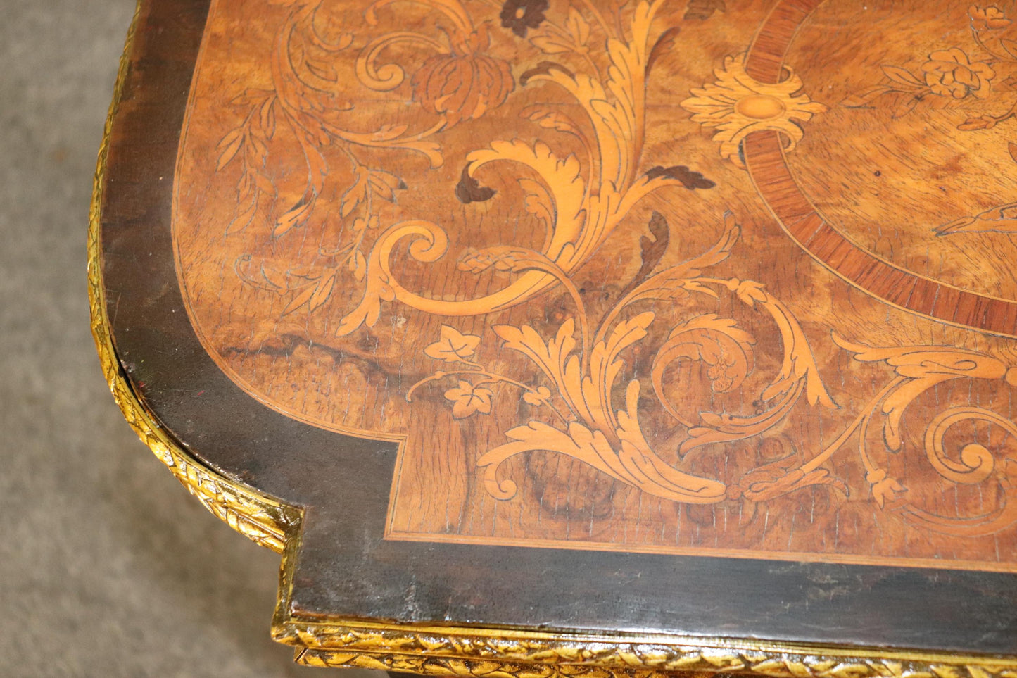 Superb Bronze Mounted Inlaid Walnut Ebonized French Games Table Circa 1870