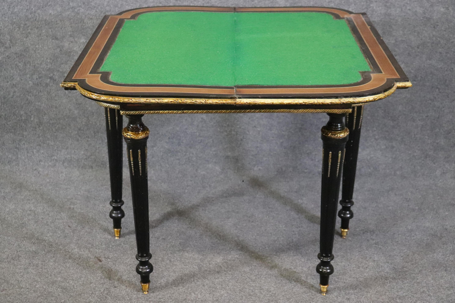 Superb Bronze Mounted Inlaid Walnut Ebonized French Games Table Circa 1870