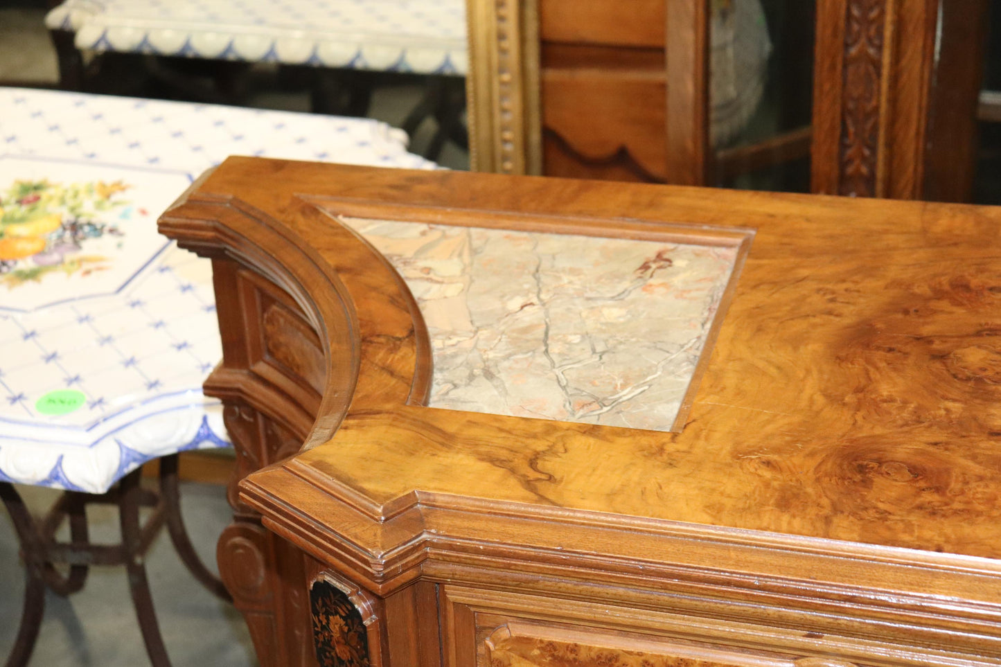 Pottier and Stymus Attributed Circassian Walnut Inlaid Credenza Sideboard