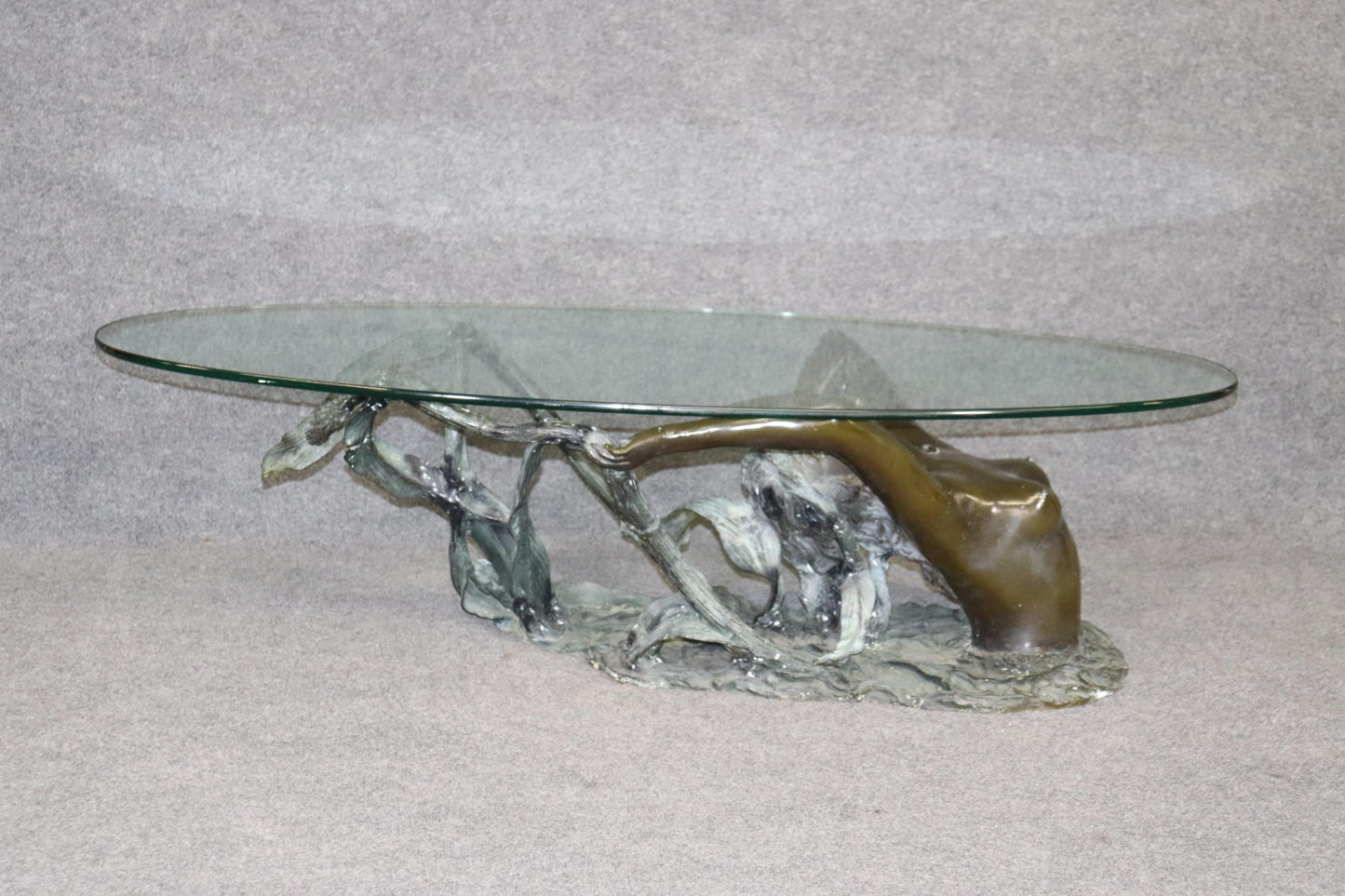 Solid Bronze Nude Woman Swimming or Mermaid Coffee Table