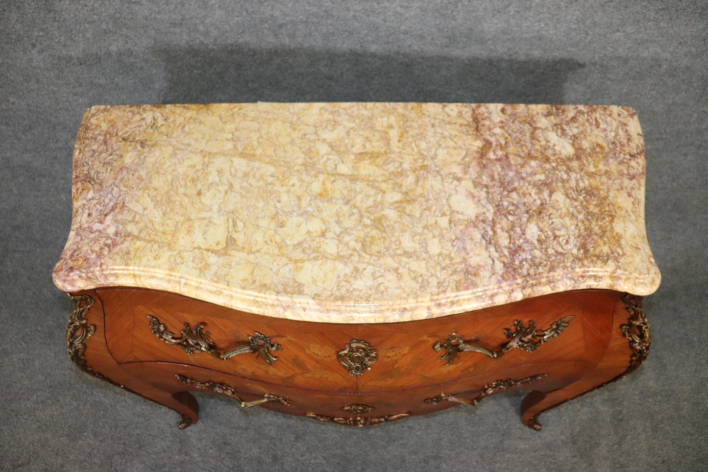 Superb Bronze Mounted French Louis XV Marble Top Commode, circa 1900