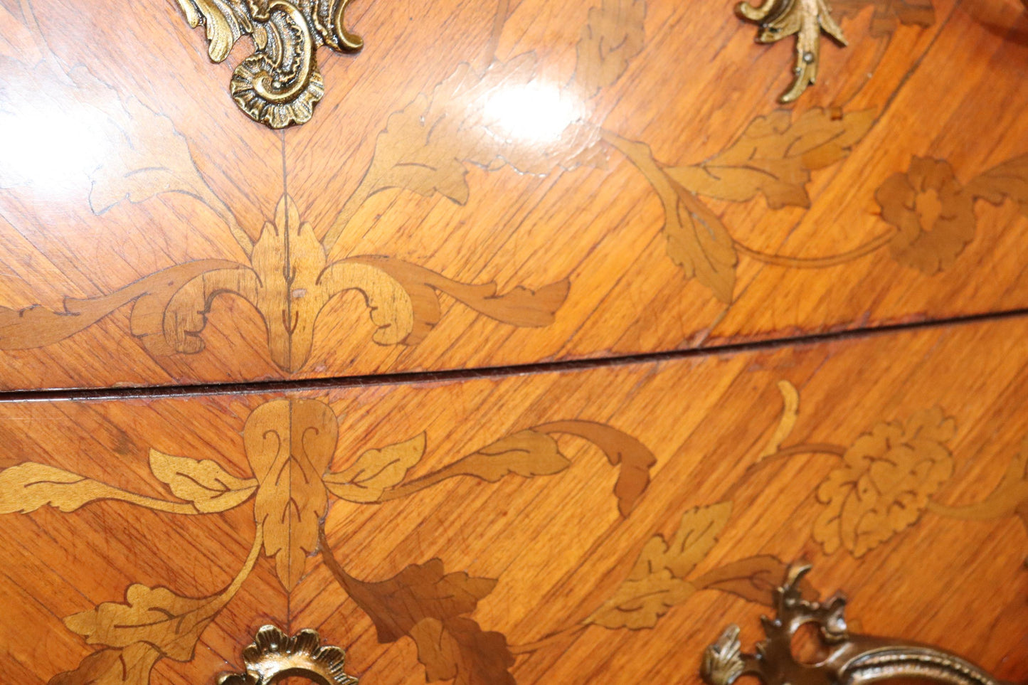 Superb Bronze Mounted French Louis XV Marble Top Commode, circa 1900