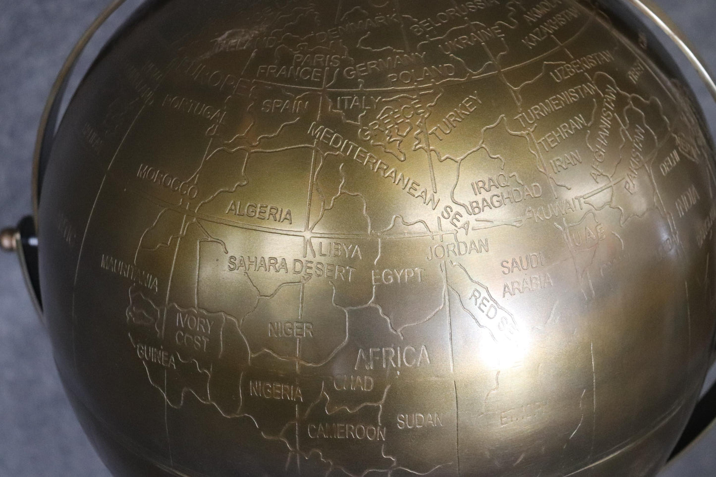 Mid-Century Modern Brass World Globe Sculpture, circa 1970