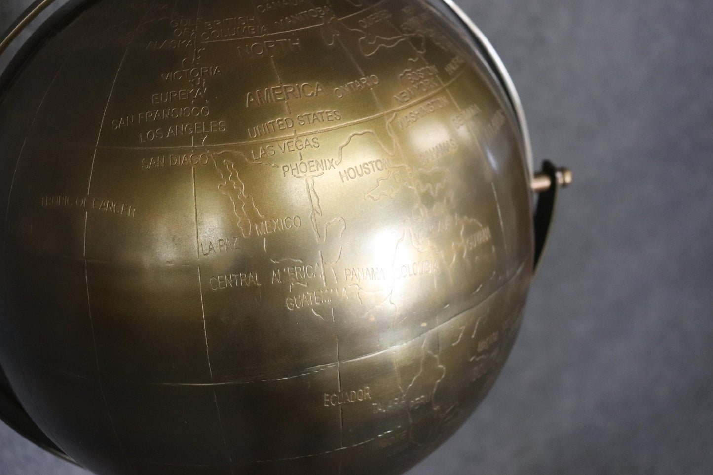 Mid-Century Modern Brass World Globe Sculpture, circa 1970