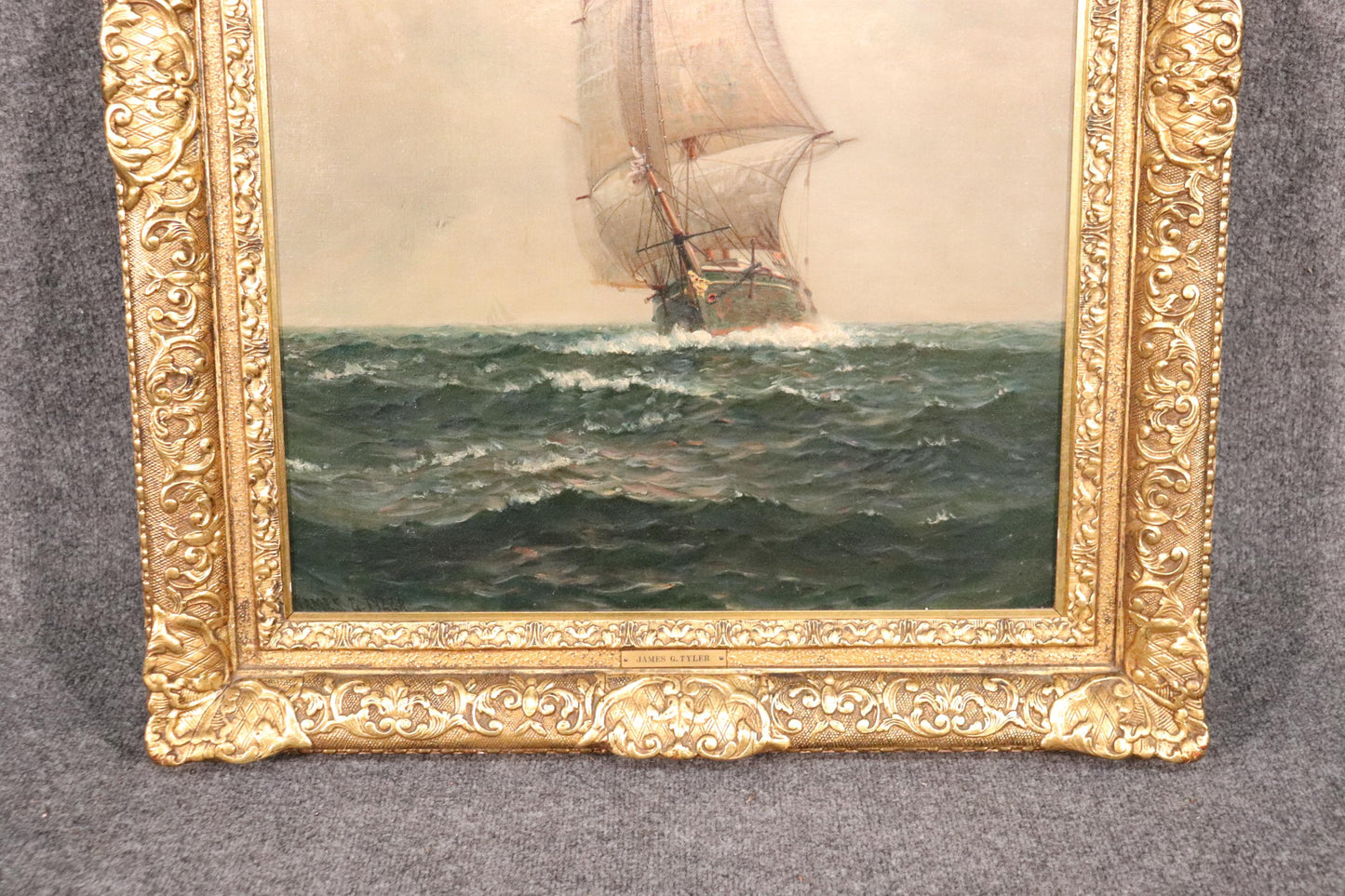 Fine Signed Painting of a Tall Sailing Ship James Gale Tyler