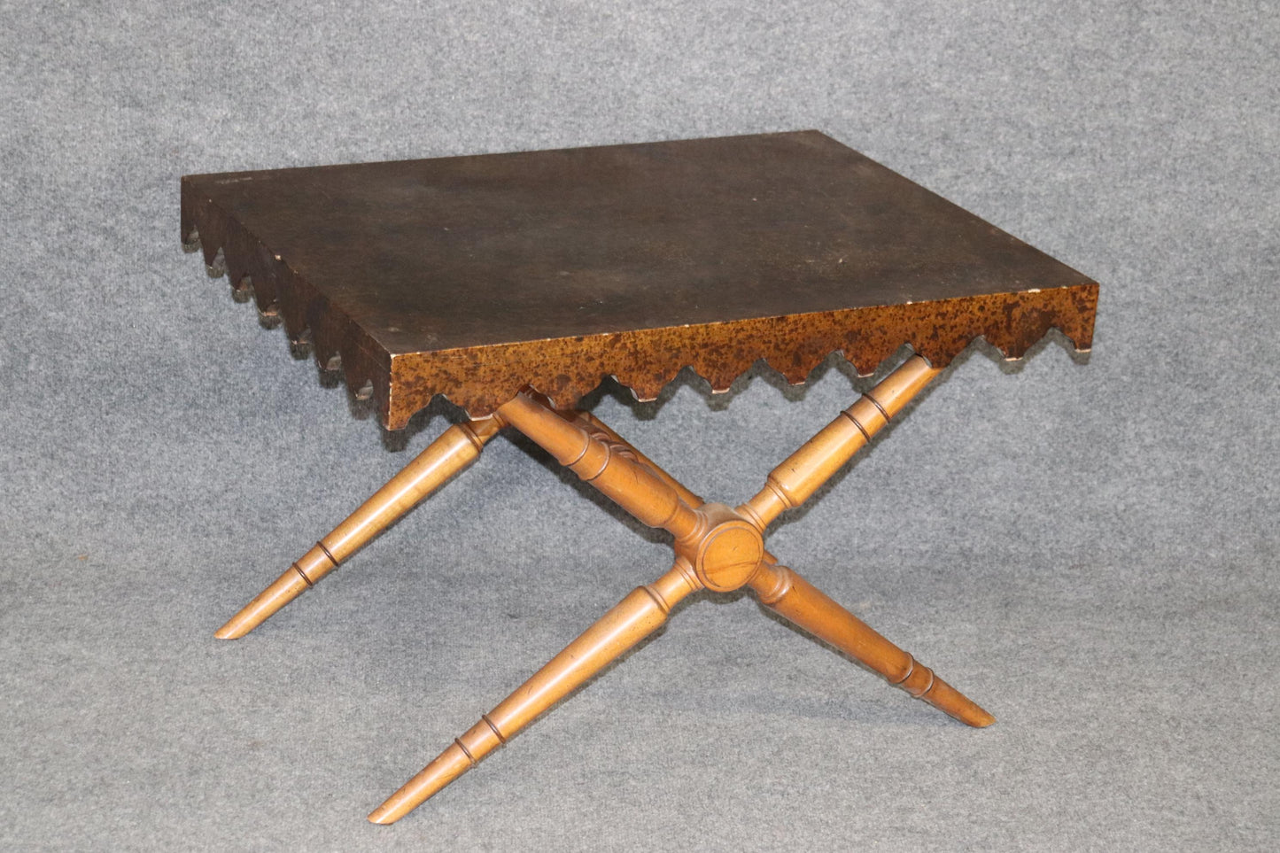 Faux Tortoise Shell Paint Decorated End Table Attributed to Maison Jansen