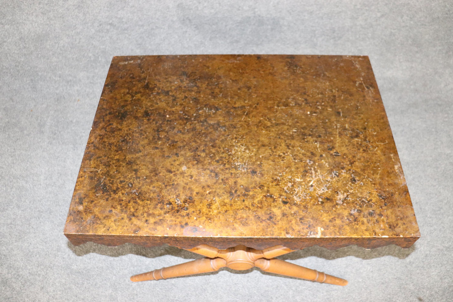 Faux Tortoise Shell Paint Decorated End Table Attributed to Maison Jansen